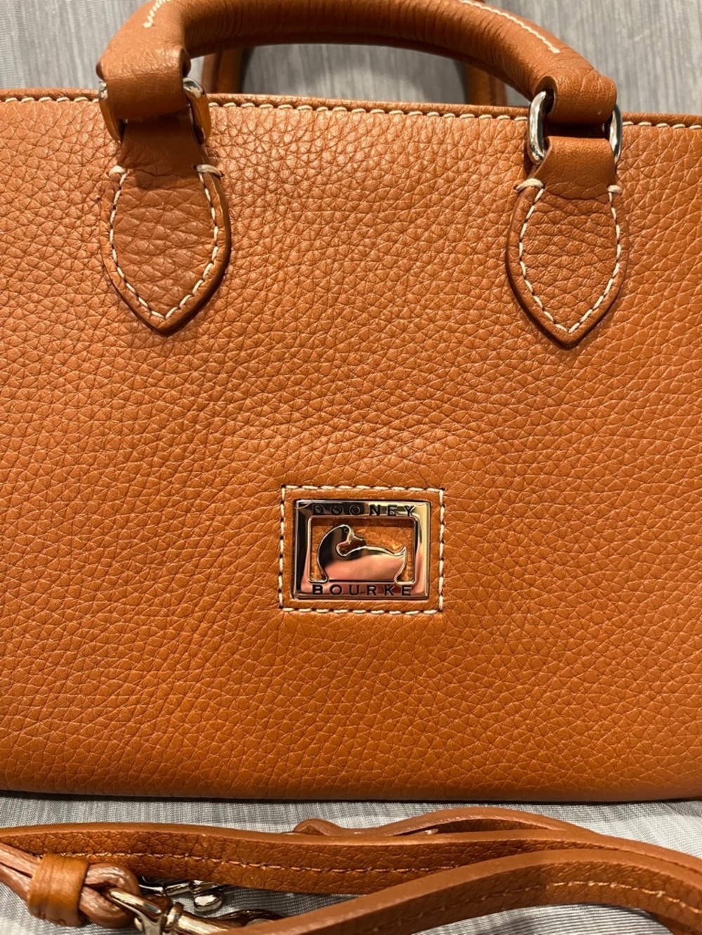 Dooney & Bourke Caramel Brown Pebbled Leather Satchel - Picture 3 of 16